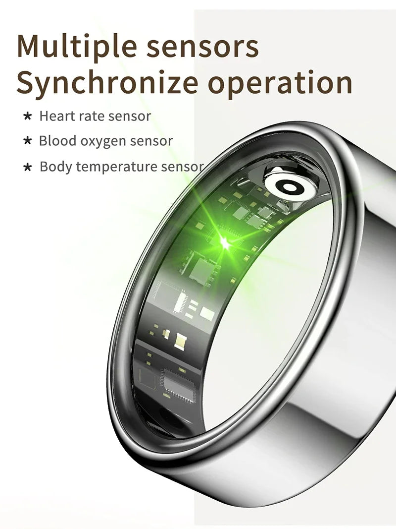 Smart Ring Multifunctional Health Tracker Heart Rate Blood Oxygen Monitor Waterproof Men Women Bluetooth Ring Sleep Fitness