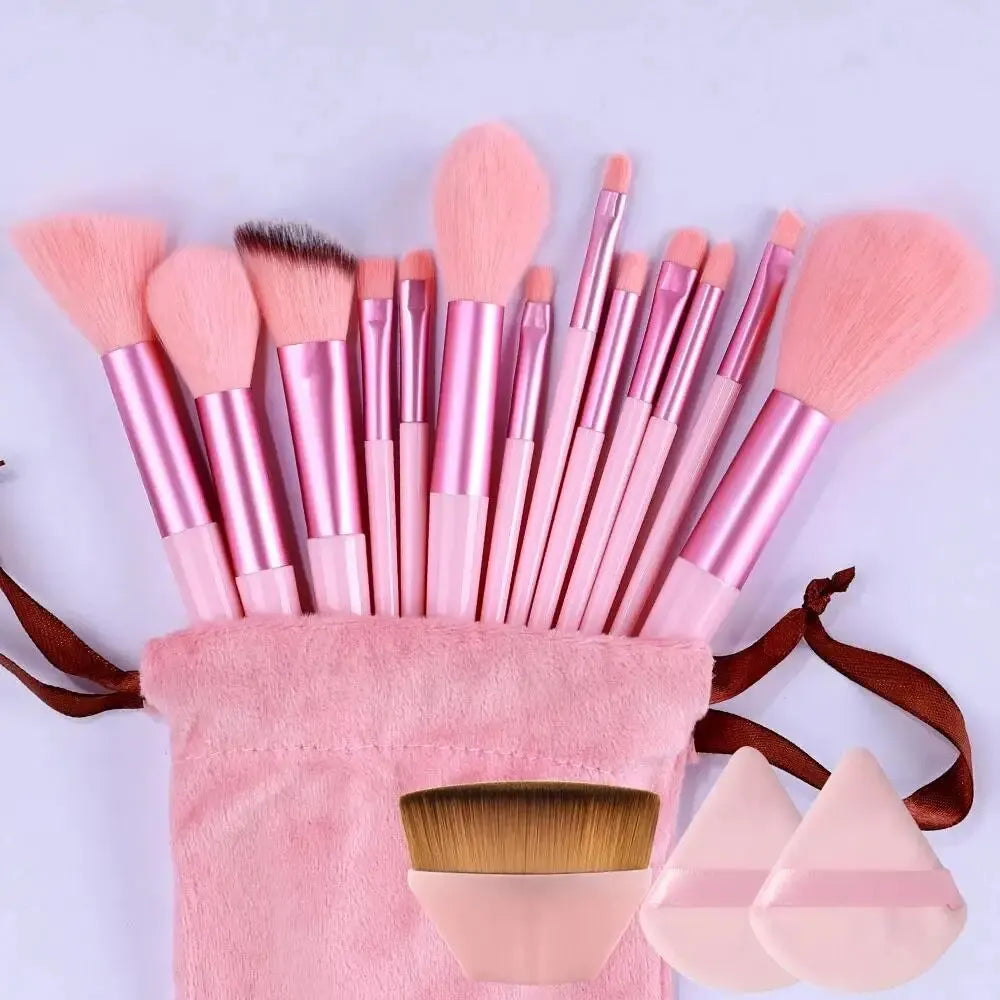 13-Piece Professional Makeup Brush Set Soft Fluffy Kabuki Blending Eyeshadow Foundation Powder Beauty Tools for Cosmetic Application