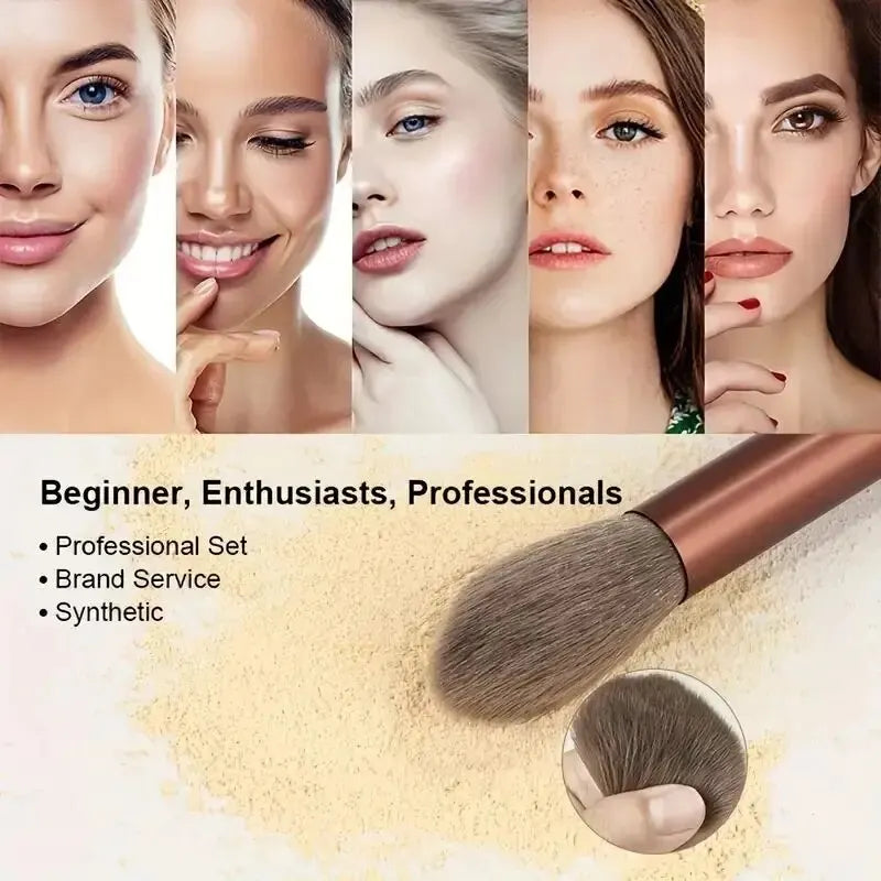 13-Piece Professional Makeup Brush Set Soft Fluffy Kabuki Blending Eyeshadow Foundation Powder Beauty Tools for Cosmetic Application