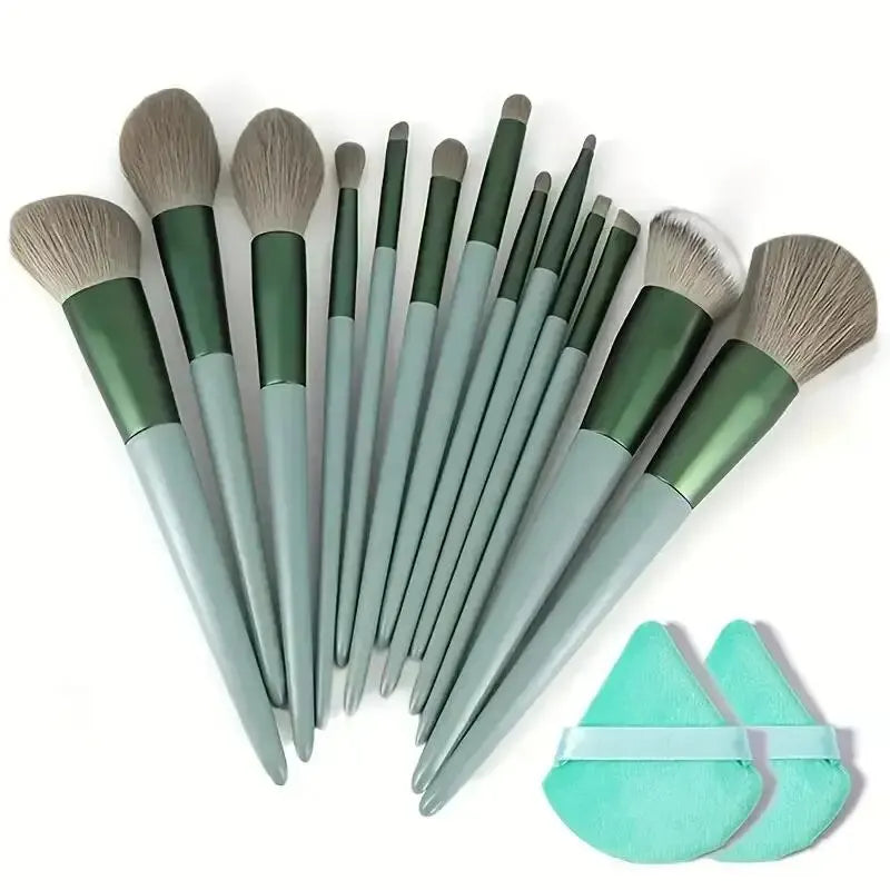 13-Piece Professional Makeup Brush Set Soft Fluffy Kabuki Blending Eyeshadow Foundation Powder Beauty Tools for Cosmetic Application