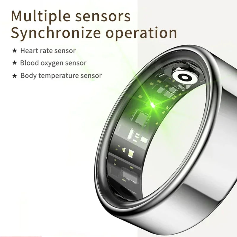 Smart Ring Multifunctional Health Tracker Heart Rate Blood Oxygen Monitor Waterproof Men Women Bluetooth Ring Sleep Fitness