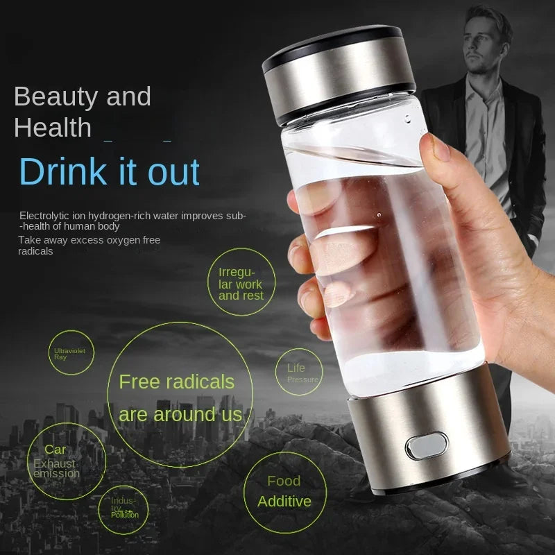 420ML Water Filter Hydrogen Ionized Water Bottle Hydrogen Generator Bottle Portable Water Ionizer Health Cup Home Appliance