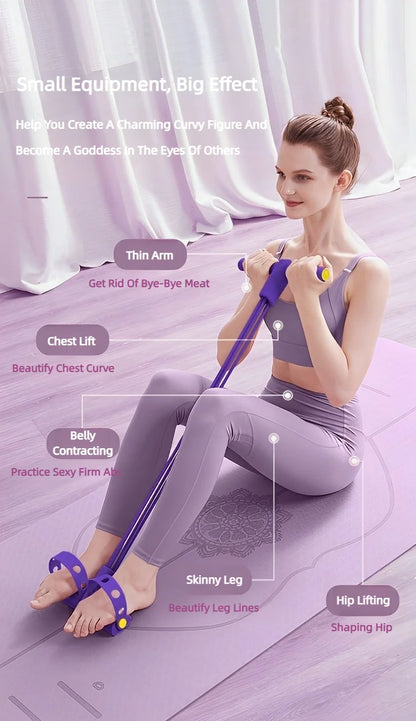 Four-Tube Pedal Tensioner Multi-Functional Household Fitness Equipment Yoga Abdominal Strengthening Elastic Band Tension Rope
