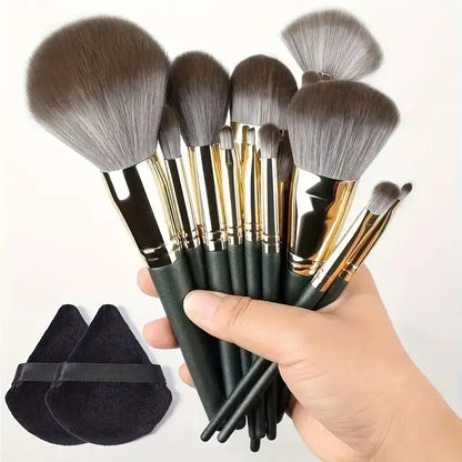 13-Piece Professional Makeup Brush Set Soft Fluffy Kabuki Blending Eyeshadow Foundation Powder Beauty Tools for Cosmetic Application