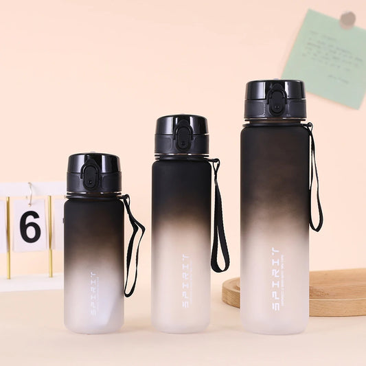 500-1000ml Sports Water Bottle Frosted Progressive Color Drinking Water Cup with Handle Gradient for Gym Outdoor Sports Camping